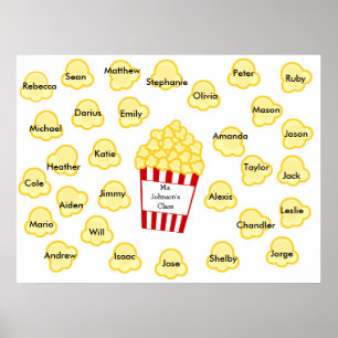 Noms de classe Poster de l'enseignant Popcorn - Ad