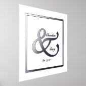 Noms de couple & Date Affiche à impression métalli (Poser)