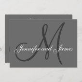 Noms de Faire-part de mariage initiaux simples gri (Devant / Derrière)