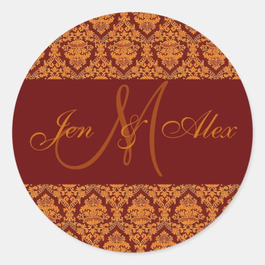 Noms de mariage de automne et Sticker Monogram Gol (Devant)