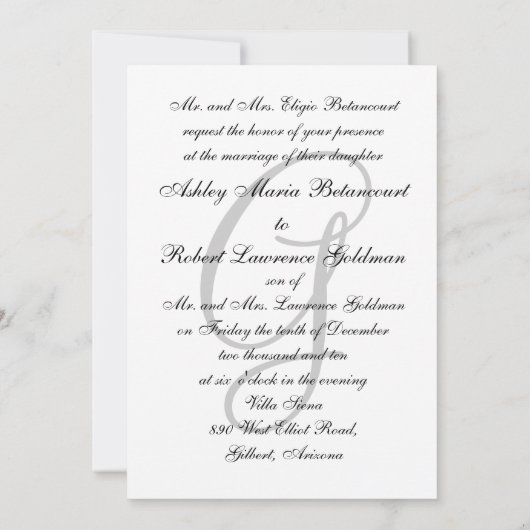 Noms de monogramme de Faire-part de mariage noir p (Dos)