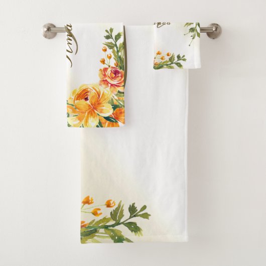 Noms de monogramme floral verdure orange jaune mod (En situation)