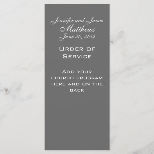 Noms de monogrammes Date Service Mariage Programme (Devant)