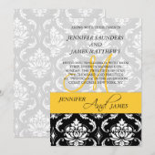 Noms de monogrammes jaunes Damas Faire-part de mar (Devant / Derrière)