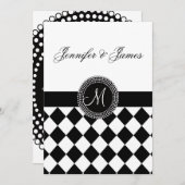 Noms de monogrammes noirs et blancs Faire-part de  (Devant / Derrière)