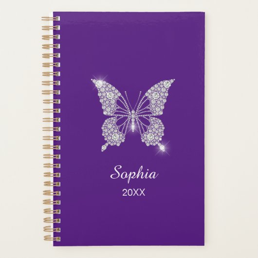 Noms de papillon de script de diamants blancs, vio (Devant)