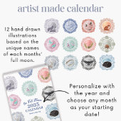 Noms de Pleines lunes 2025 Calendrier illustré