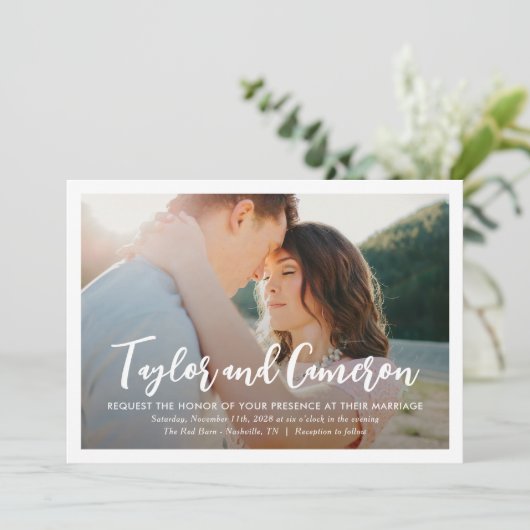 Noms de script Faire-part de mariage photo simple (Debout devant)