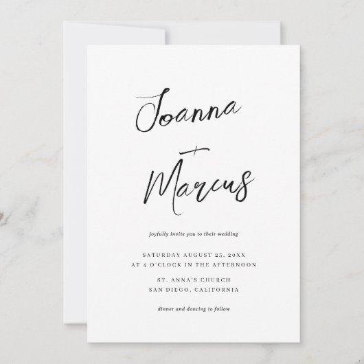 Noms de script Invitation de mariage Décontracté m (Devant)