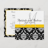 Noms des damas noirs jaunes Faire-part de mariage (Devant / Derrière)