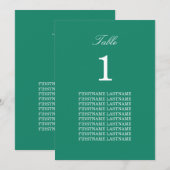 Noms des invités Carte Emerald Green Table (Devant / Derrière)
