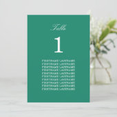 Noms des invités Carte Emerald Green Table (Debout devant)