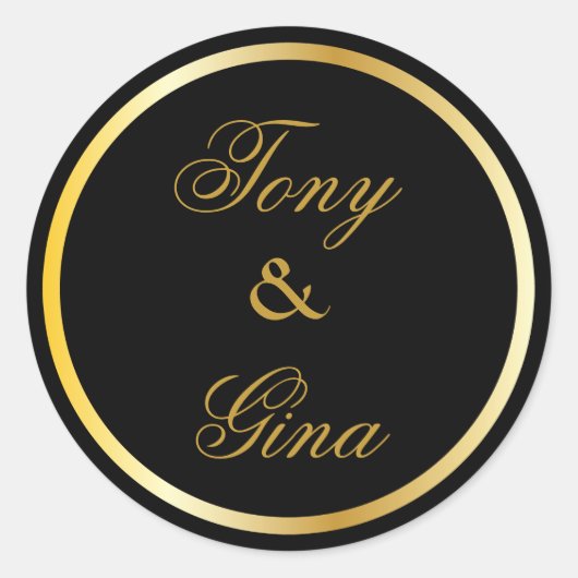 Noms des Mariages d'or Stickers ronds noirs (Devant)