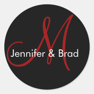 Noms des mariées mariages Monogramme Sticker Rouge