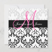 Noms des monogrammes des invitations Mariage damas (Devant)