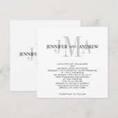Noms des monogrammes Invitations de mariage Blanc (Devant / Derrière)