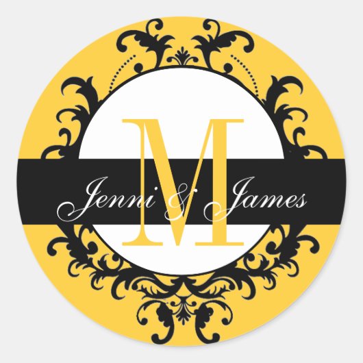Noms des monogrammes mariages Ornat Étiquette jaun (Devant)