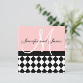 Noms des monogrammes rose Faire-part de mariage Ha (Debout devant)