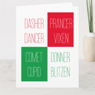 NOMS DES RÉINDEURS Grande carte de Noël