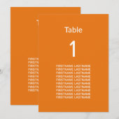 Noms d'hôtes Carte de table orange brillante moder (Devant / Derrière)