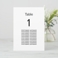 Noms d'hôtes Nettoyer Carte de table simple modern