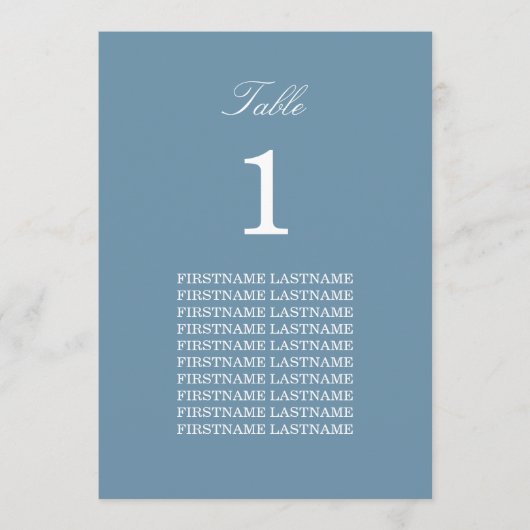 Noms d'invités Carte de table bleu Dusty (Devant)