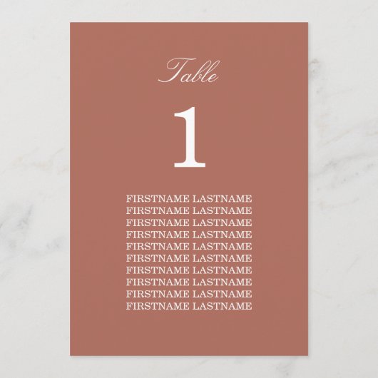 Noms d'invités Carte de table Cocoa Sienna (Dos)
