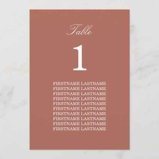 Noms d'invités Carte de table Cocoa Sienna (Devant)