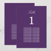 Noms d'invités Carte de table pourpre foncé (Devant / Derrière)