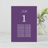 Noms d'invités Carte de table pourpre foncé (Debout devant)