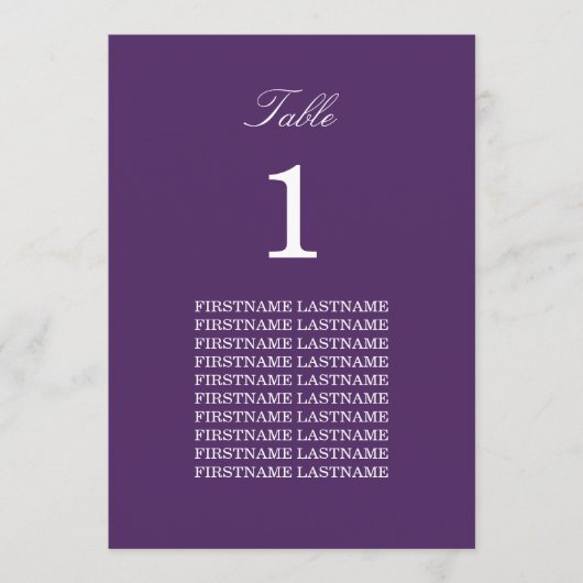 Noms d'invités Carte de table pourpre foncé (Devant)
