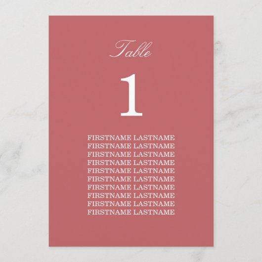 Noms d'invités Carte de table rose Rose Dusty (Devant)