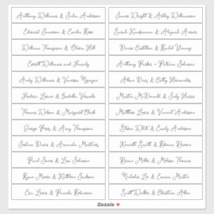 Noms d'invités de script manuscrits Étiquette blan
