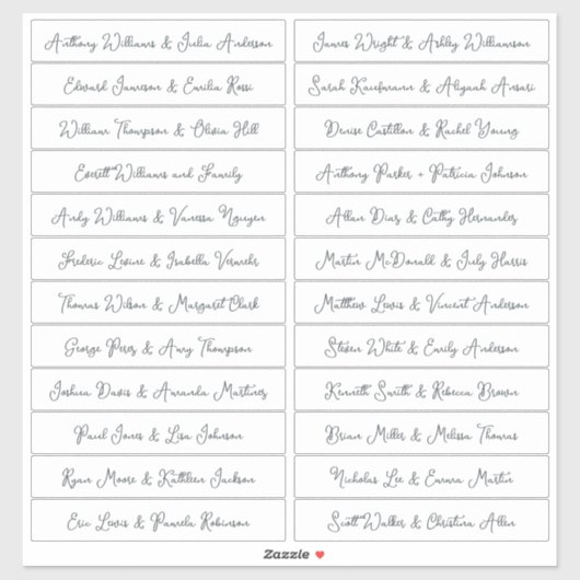 Noms d'invités de script manuscrits Étiquette blan (Feuille)