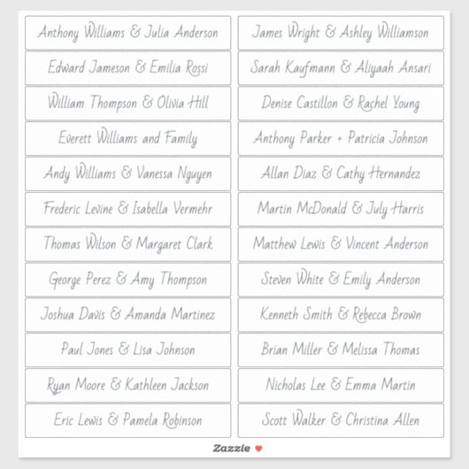 Noms d'invités de script manuscrits Étiquette blan (Feuille)