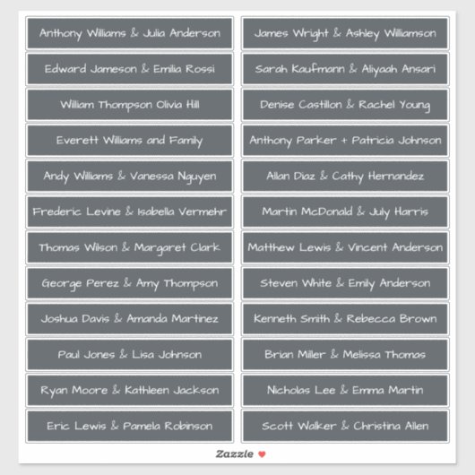 Noms d'invités de script manuscrits Étiquettes Off (Feuille)