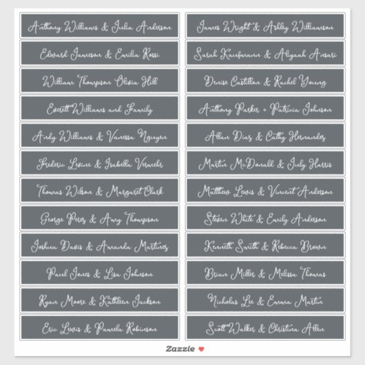 Noms d'invités de script manuscrits Étiquettes Off (Feuille)