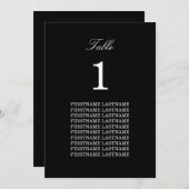 Noms d'invités Élégante carte de table noire (Devant / Derrière)