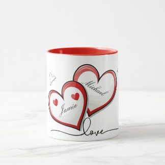 Noms du couple romantique Coeur Design Mug