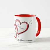 Noms du couple romantique Coeur Design Mug (Devant droit)