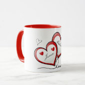 Noms du couple romantique Coeur Design Mug (Devant gauche)
