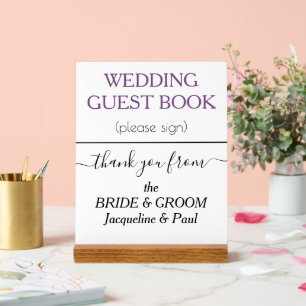 NOMS du livre d'hôtes mariage White Dusty Violet