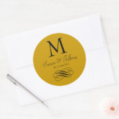 Noms du logo Monogramme Or Date Mariage Étiquette (Enveloppe)
