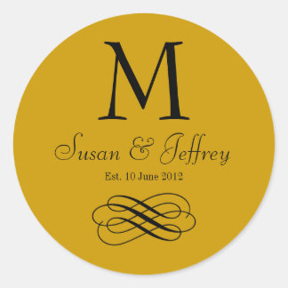Noms du logo Monogramme Or Date Mariage Étiquette