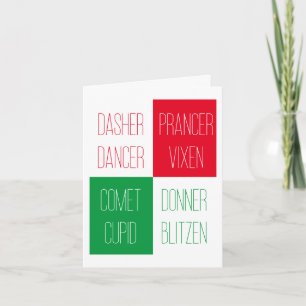 NOMS DU RÉINDEUR Carte de note de Noël
