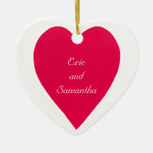 Noms et date Ornement du coeur rouge