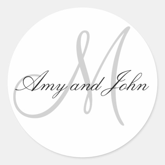 Noms et Sticker Mariage Monogramme initial Blanc (Devant)
