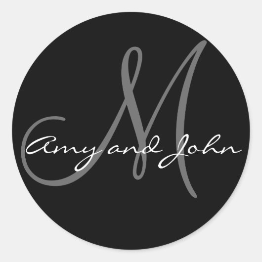 Noms et Sticker Mariage Monogramme initial noir (Devant)
