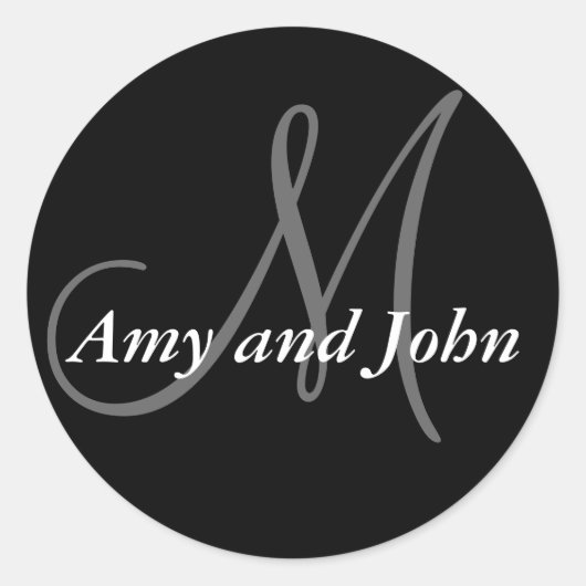 Noms et Sticker Mariage Monogramme initial noir (Devant)