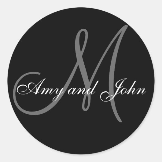 Noms et Sticker Mariage Monogramme initial noir (Devant)